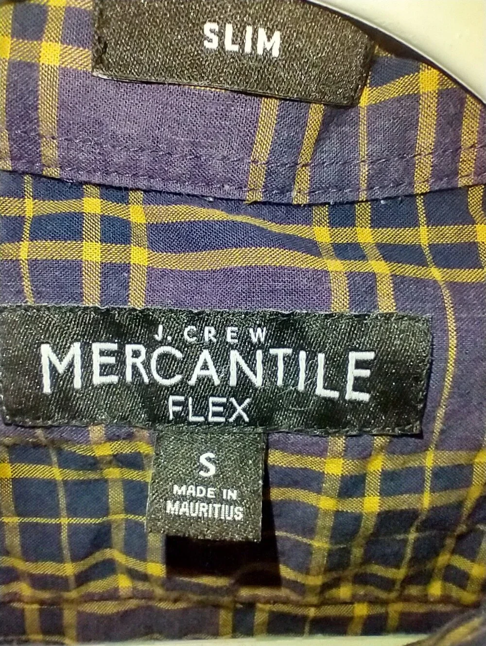 J Crew Mercantile Flex Slim Plaid Long Sleeve Button Down Shirt Men's sz Small.